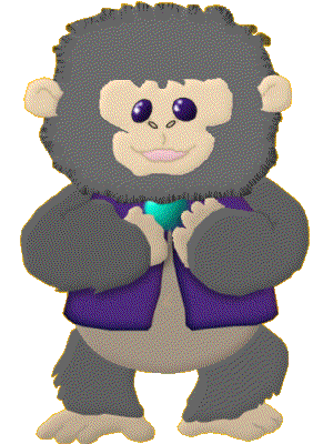 gorilla in a purple coat